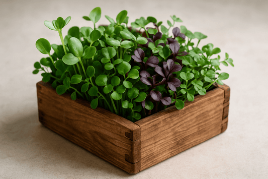 Small Wooden Box filled with Microgreens